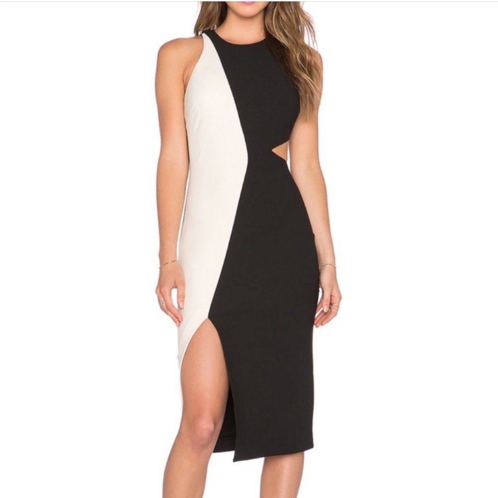 Elizabeth and James Lunai Illusion Cutout Dress Thigh Slit Size 2